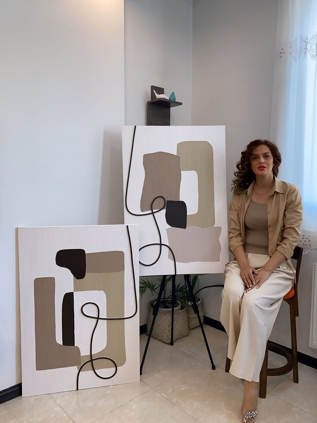 تابلوی دو لت مینیمال تمام برجسته با تم رنگی نود