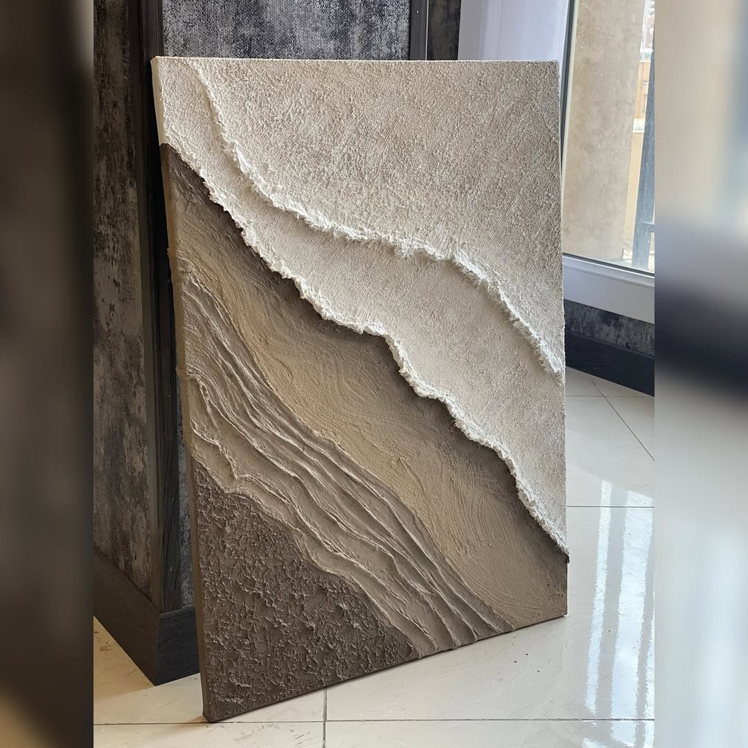 تابلوی دریای مینیمال با تم رنگی نسکافه ایی و نود